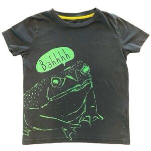 Mini Boden Size 4-5Y, Navy & Green, Frog, Short Sleeved T-Shirt, Tee